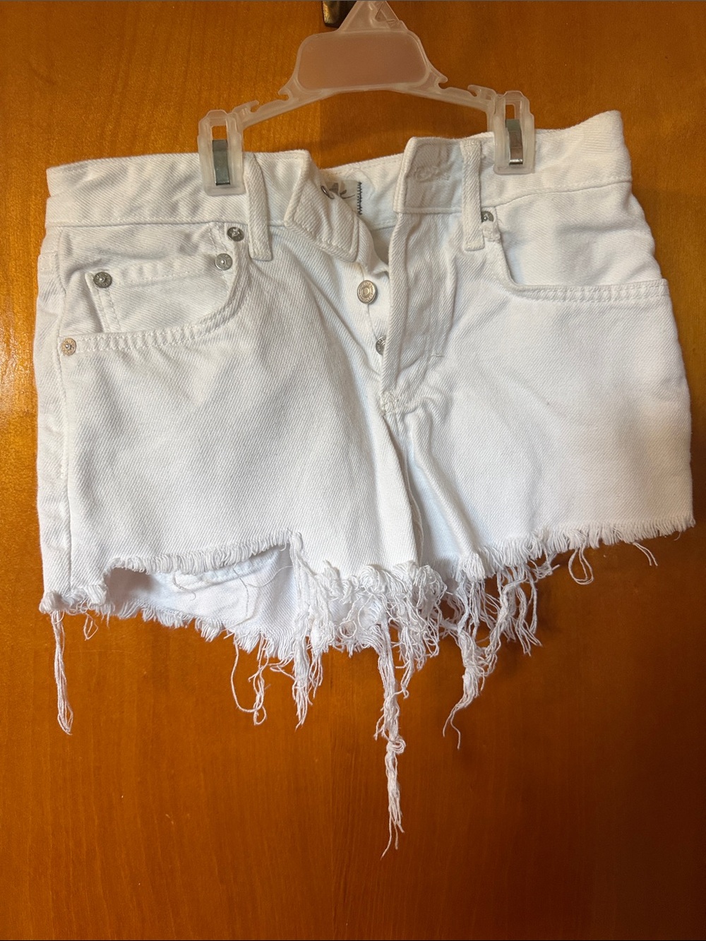 We The Free White Frayed Hem Denim Cutoff Shorts